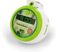 Radio-réveil Enfant Jungle FM USB Projection Double Alarme et Fonctions Sleep/Snooze,Piles de Sauvegarde de l'heure Jungle/Vert