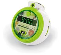 Radio-Réveil Enfant Jungle Fm Usb Projection Double Alarme Et Fonctions Sleep/Snooze,Piles De Sauvegarde De L'Heure Jungle/Vert