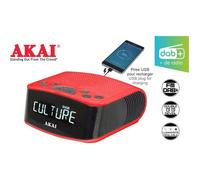 Radio-réveil FM/DAB+ avec prise USB pour recharge - AKAI - Rouge