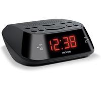 Radio-Réveil FM Double Alarme (Programmable Radio FM ou Buzzer) avec Affichage Rouge Fonction Snooze sur Secteur Simple d'Utilisation - Noir