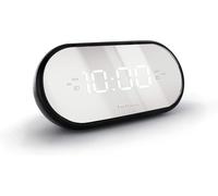Radio-réveil FM Miroir Double Alarme avec Fonctions Sleep/Snooze,luminosité réglable,Sonnerie Progressive et Piles de Sauvegarde de l'heure Noir
