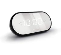 Radio-réveil FM Miroir Double Alarme avec Fonctions Sleep/Snooze, luminosité réglable, Sonnerie Progressive et Piles de Sauvegarde de l'heure Noir