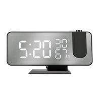 WE Radio réveil grand affichage – projecteur, écran effet miroir, port USB – Noir