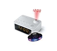 RADIO REVEIL HEURE PROJETEE M-178-PW - blanc - Double alarme - Projection de l'heure - Radio PLL 2 gammes FM/MW, OVNI LED