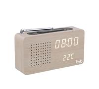 Radio réveil led avec finition bois