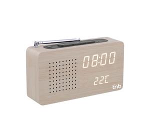 Radio réveil led avec finition bois