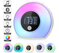 Radio Réveil Matin avec Effets Lumineux - Marque - Modèle - 3 Sons Naturels - 5 Lumières Colorées