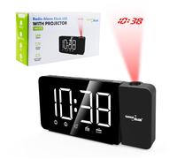 Radio-réveil numérique LED - GREENBLUE - GB172 - Projection de l'heure - Réveil FM - USB + CR2032