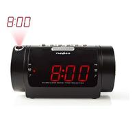 Nedis Radio-réveil CLAR005BK – AM/FM, affichage LED, projection horaire, 2 alarmes, noir