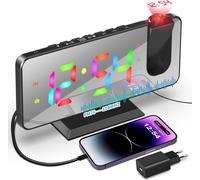 Radio Reveil Projecteur Rgb Réveil Projection Plafond 4 Luminosités Réglable Minuterie Fm Snooze Ecran Miroir Port Usb A Réveil Numérique Chambre Cadeaux Anniversaire Pour Enfants B0Brjft9H3[L656]