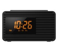 Radio-réveil, radio FM, fonction réveil, alimenté sur secteur ou par piles, noir
