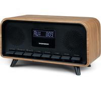 Radio-réveil Vintage et Enceinte Bluetooth,Radio FM,Port USB de Charge,AUX,Design Bois Élégant,Double Alarme,Horloge Numérique-RT850BT