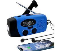 Radio Solaire 5000mAh Portable d'urgence à Manivelle Dynamo avec AM/FM Radio à Piles Dynamo, Survie Poche LED Charge de Téléphone à Manivelle pour la Randonnée et l'extérieur (Bleu)