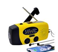 Radio Solaire 5000mAh Portable d'urgence à Manivelle Dynamo avec AM/FM Radio à Piles Dynamo, Survie Poche LED Charge de Téléphone à Manivelle pour la Randonnée et l'extérieur (Jaune)