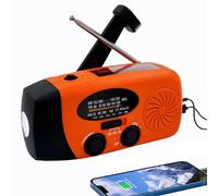 Radio Solaire 5000mAh Portable d'urgence à Manivelle Dynamo avec AM/FM Radio à Piles Dynamo, Survie Poche LED Charge de Téléphone à Manivelle pour la Randonnée et l'extérieur (Orange)