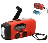 Radio solaire à manivelle 2000 mAh, récepteur FM AM SW avec chargeur de téléphone portable, lampe de poche, radio à remonter, lumineuse (rouge)