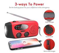 Radio solaire à manivelle AM-FM, Radio météo d'urgence Portable avec 3 fournitures d'instruments musicaux agréables [91803A3]