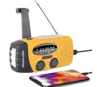Radio solaire à remonter - Dynamo à manivelle - Radio météo d'urgence AM/FM - Chargeur de téléphone USB rechargeable 2000 mAh - Alarme SOS - Lampe de poche LED lumineuse - Pour la maison et