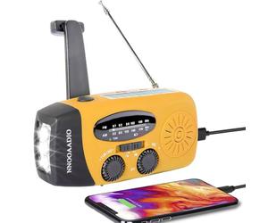 Radio solaire à remonter - Dynamo à manivelle - Radio météo d'urgence AM/FM - Chargeur de téléphone USB rechargeable 2000 mAh - Alarme SOS - Lampe de poche LED lumineuse - Pour la maison et