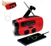 Radio Solaire à Remonter,Radio d'urgence Portable,Manivelle Solaire AM/FM,Banque d'alimentation Rechargeable 2000mAh,Chargeur Téléphone USB, Alarme SOS,Lampe LED pour Maison,Camping,Randonnée (1 pcs)