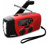 Radio solaire avec manivelle d'urgence AM-FM avec lampe de poche LED, radio WB avec batterie de secours