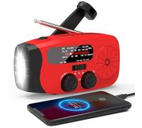 Radio Solaire avec Manivelle et NOAA, 1200mAh Power Bank AM/FM/NOAA Multibande, Lampe de Poche LED Portable Survie Radio avec Panneau Solaire et Générateur Manuel, pour Urgence et Camping