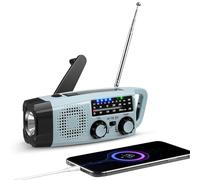 Radio Solaire d’Urgence, AM/FM Radio Dynamo avec 2000mAh Power Bank, Portable Radios à Pile avec Lampe Dynamo, SOS Alarm,Panneau Solaire, Haut-parleurs pour Camping, Plein air Randonnée