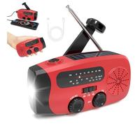 Radio Solaire d’Urgence, Radio à Manivelle Auto-alimentée avec Lampe de Poche LED - Météo AM/FM/WB avec Batterie Rechargeable 2000mAh, IPX4, pour Le Chargement d’Urgence du Téléphone Intelligent
