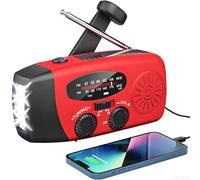Radio Solaire d’Urgence, Radio à Manivelle Auto-alimentée avec Lampe de Poche LED, Météo AM/FM/WB avec Batterie Rechargeable 2000mAh pour Le Chargement d’Urgence du Téléphone Intelligent