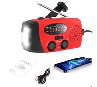 Radio Solaire d’Urgence Radio à Manivelle Auto-alimentée Lampe de Poche LED Météo AM/FM/WB avec Batterie Rechargeable 2000mAh