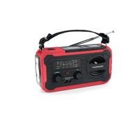 THOMSON Radio Solaire d’Urgence Portable, Survie Dynamo FM/AM, Lampe Torche LED, Alarme SOS, Batterie Rechargeable 4000mAh et Chargeur Téléphone USB-C, pour Camping, Secours - Rouge - RT280R