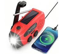 Radio Solaire d'urgence 2000mAh à Trois Charges (Solaire/Manivelle/USB) Radio AM/FM, Lampe de Poche, SOS pour Camping et Préparation aux Crises