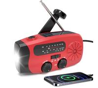 Radio solaire d'urgence à manivelle, 2000 mAh, avec manivelle, lampe de poche LED intégrée, alarme SOS, AM/FM/WB, étanche IPX-3, 3 voies de charge, pour le camping et l'extérieur