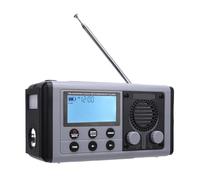 Radio Solaire d'urgence à manivelle, avec Lampe de Poche, Banque d'alimentation, Bandes GMRS AM FM, équipement de Survie Essentiel pour Le Camping, Radio météo pour randonnée en (Gray)