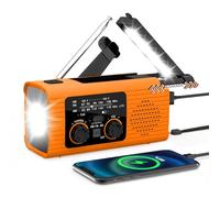 Radio solaire d'urgence à manivelle avec lampe de poche LED, lampe de lecture, batterie, alarme SOS et chargeur de téléphone portable pour camping en plein air