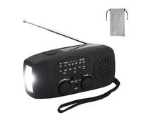 Radio Solaire d'urgence, AM/FM/NOAA Radio, 2000mAh Powerbank, Lampe de Poche LED, Manivelle Manuelle, Rouge (A)