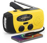Radio solaire d'urgence avec manivelle, FM/Am/SW Radio portable d'urgence avec dynamo et lampe torche LED 2000 mAh Powerbank et SOS Alarme et USB pour camping en plein air Kit de survie IPX5