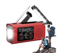 Radio Solaire d'urgence, Radio à manivelle, radios Portable AM/FM/NOAA à remontage Manuel avec Lampe Torche dynamos, radios météo Triple Charge, Batterie Externe pour Longs trajets(Rouge)