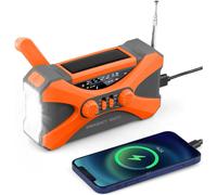 Radio solaire d'urgence, radio de survie portable, radio dynamo 10 000 mAh, alertes météo NOAA, alarme SOS, lampe torche LED, étanche, câble USB