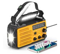 Radio Solaire Dynamo Portable Zeerkeer 3 Modes de Recharge Radio Dynamo Survie avec 8000mah AM/FM Radio Power Bank/SOS Alarm/Lampe Poch/1W Radio Portable Ourdoor, Emergency.Radio Portable Rechargeable