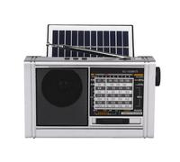 Radio solaire FM portable avec batterie rechargeable | Lampe torche puissante avec pointeur haut-parleur multibande pour camping, gym, voyage extérieur, maison