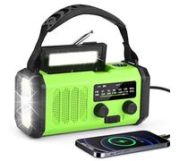 Radio solaire portable 10 000 mAh - Radio à manivelle AM/FM - Avec batterie externe rechargeable de 10 000 mAh - 3 modes - Lampe de poche LED - Lampe de lecture LED - Alarme SOS, manivelle dynamo et