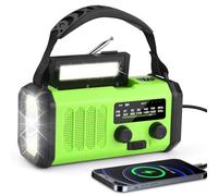Radio Solaire Portable 10 000 mAh - Radio à manivelle AM/FM - avec Batterie Externe Rechargeable de 10 000 mAh - 3 Modes - Lampe de Poche LED - Lampe de Lecture LED - Alarme SOS, manivelle Dynamo et