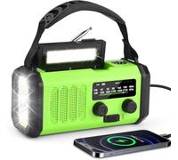 Radio solaire portable 20 000 mAh - Radio AM/FM - Avec batterie externe rechargeable de 20 000 mAh - Torche LED - Lampe de lecture LED - Alarme SOS, dynamo manuel et port USB pour l'extérieur