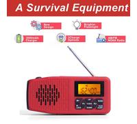 Radio solaire Portable à main, 2000mAh, Radio FM AM WB NOAA, lampe de poche à LED, avec réveil, alarme SOS, alerte météo