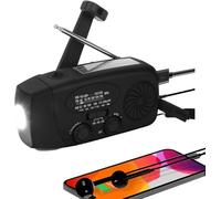 Radio solaire portable avec météo AM/FM/NOAA, alarme SOS et manivelle dynamo météo C USB radio téléphone portable, rechargeable