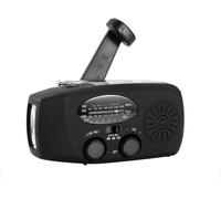 Radio Solaire Portable, Main Manivelle Self Powered AM/FM Radio, Dynamo Météo Radio Appareil d'urgence avec 3-LED Lampe