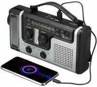 Radio Solaire Portable Main Manivelle Self Powered AM/FM/SW1/SW2 Radio avec 4-LED Lampe de Poche et Chargeur de Téléphone