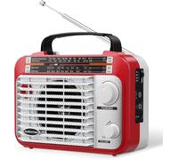 Radio transistor multibande AM/FM/SW1-2 à piles CA ou à piles avec meilleure réception-Grand haut-parleur et bouton de réglage précis avec entrée AUX et prise casque de 3,5 mm