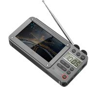 Radio Vidéo Haut De Gamme Plug-in Bluetooth De Poche Pleine Bande, Nouvelle Radio Multifonctionnelle, Petit Téléviseur avec Antenne, Radio De Poche Personnelle Am/FM Portable, P, Grey